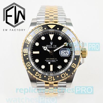 EW Factory Swiss 3285 Replica Rolex new GMT Master II Two-Tone Jubilee Black Ceramic Bezel